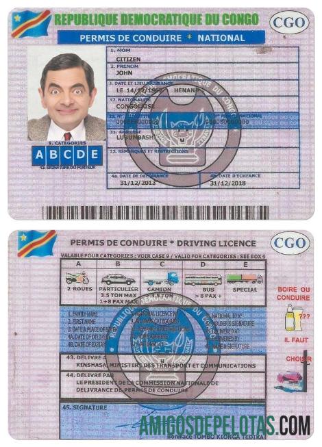 Carta de condução do Congo versão 2 modelo